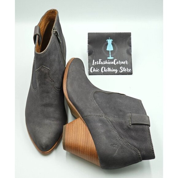 Frye Women's Gray Nubuck Leather Rory Western Ankle Zip Bootie Size 10M 2325 - Picture 11 of 16